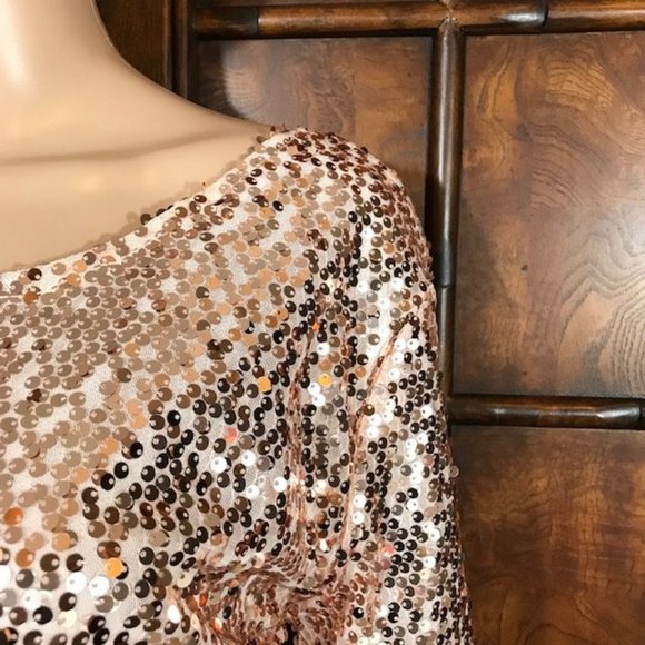 Rose Gold Sequin Bateau NeckTop - Picture 7 of 12
